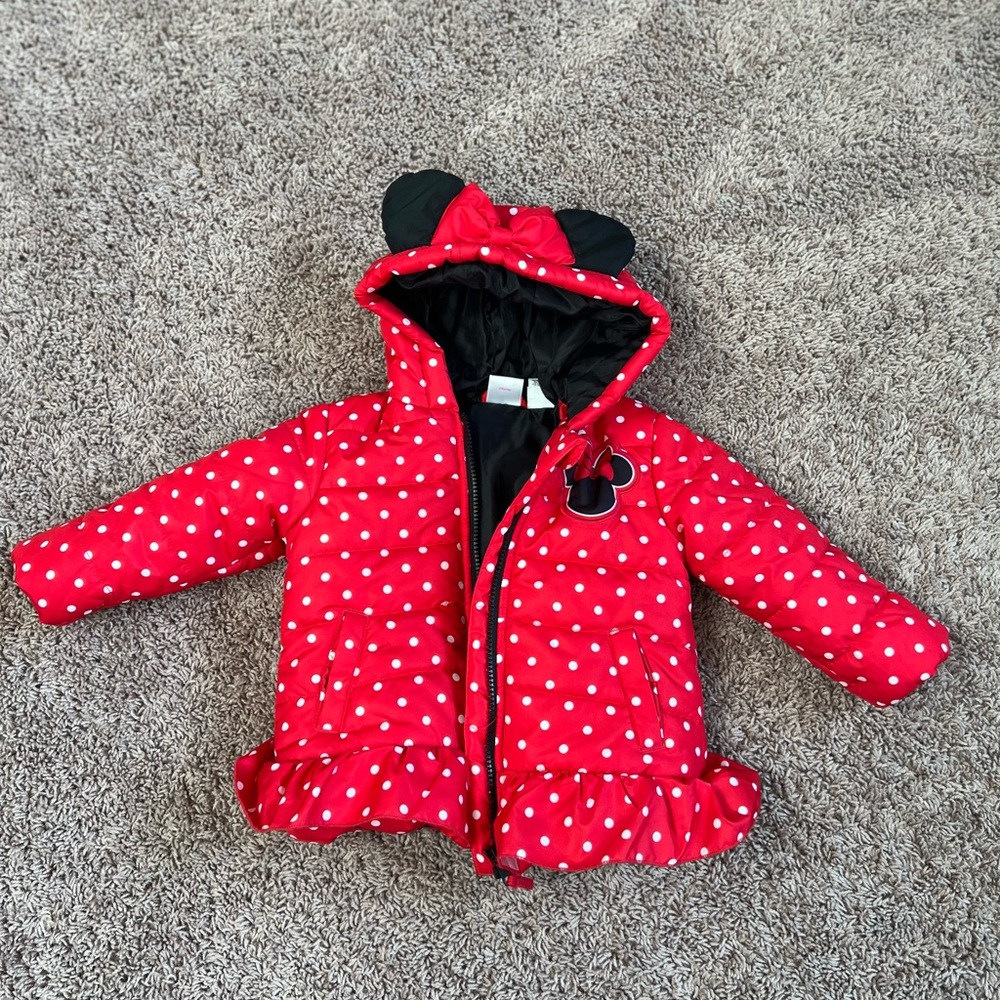 Disney Minnie Mouse puffer jacket. Size 2T